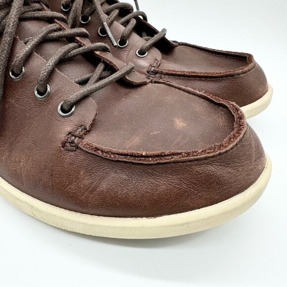 OluKai Nalukai Men's Leather Lace Up Slip On Shoe In Kona Coffee/Tapa Size 8.5 - Picture 4 of 13